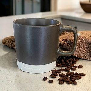 Starbucks Double Walled 2-Tone Dark Brown and White Clay Bottom Coffee Mug 14OZ.